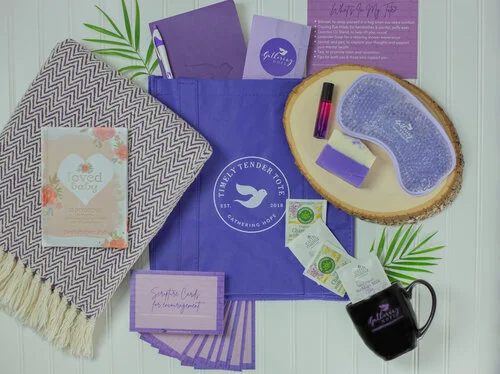Based on the collective wisdom of miscarriage and infant loss survivors in the Gathering Hope community, we've assembled the Timely Tender Tote with practical resources and a few essential comfort items.