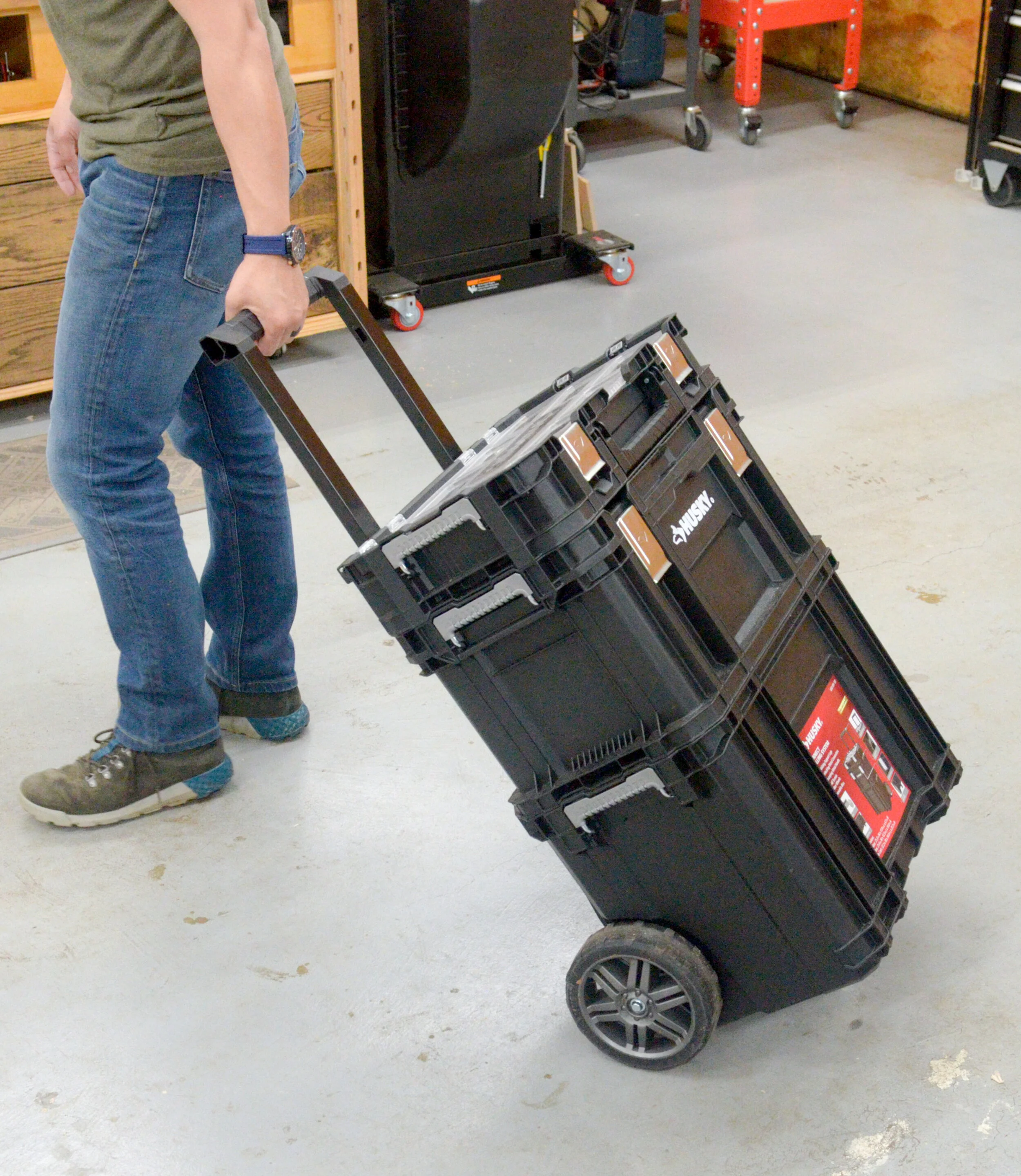 Traveling with Husky Hybrid Tote, Rolling Cart, and Interlocking Organizer