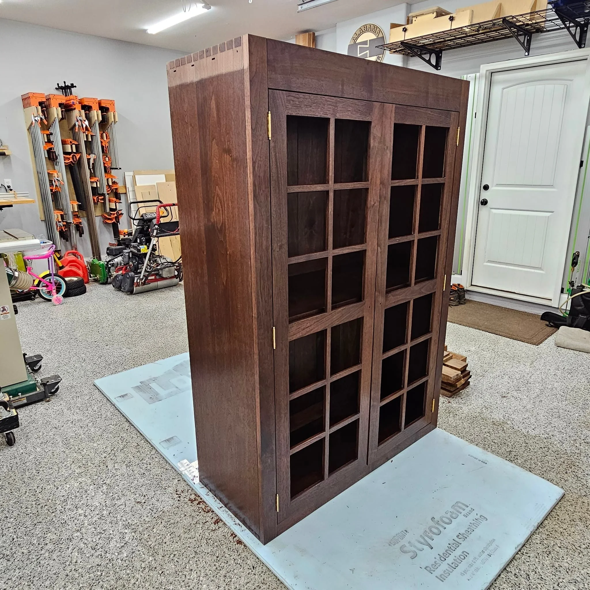 I finally have the French doors fit and mounted to the cabinet carcass. Next, I'll need to mount the crown molding. 
#alabamawoodworker #finefurniture #finefurnituremaking #furnituredesign #furnituremaker #finewoodworking #woodworker #woodworking