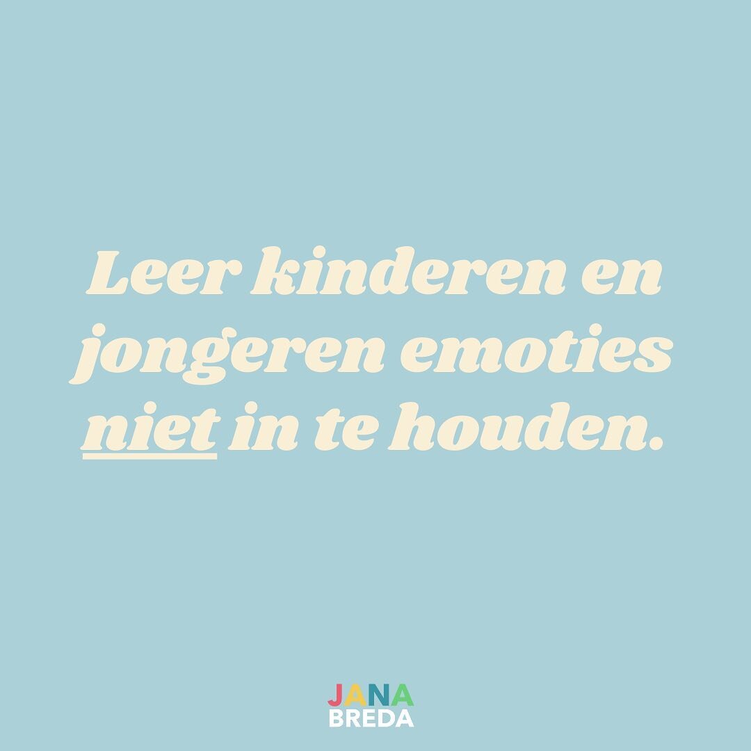 Soms leren kinderen en jongeren dat gevoelens tonen niet goed is, omdat dit niet gepast of beleefd is. We lopen dan het risico dat ze niet leren om hun emoties te uiten, waardoor de emoties zich nadien ophopen en nog feller tot uiting komen. ⁠
Enkele