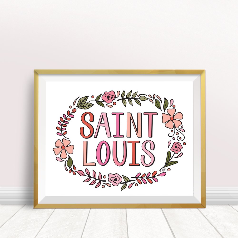 Saint Louis Floral Wreath - 8 x 10 Print