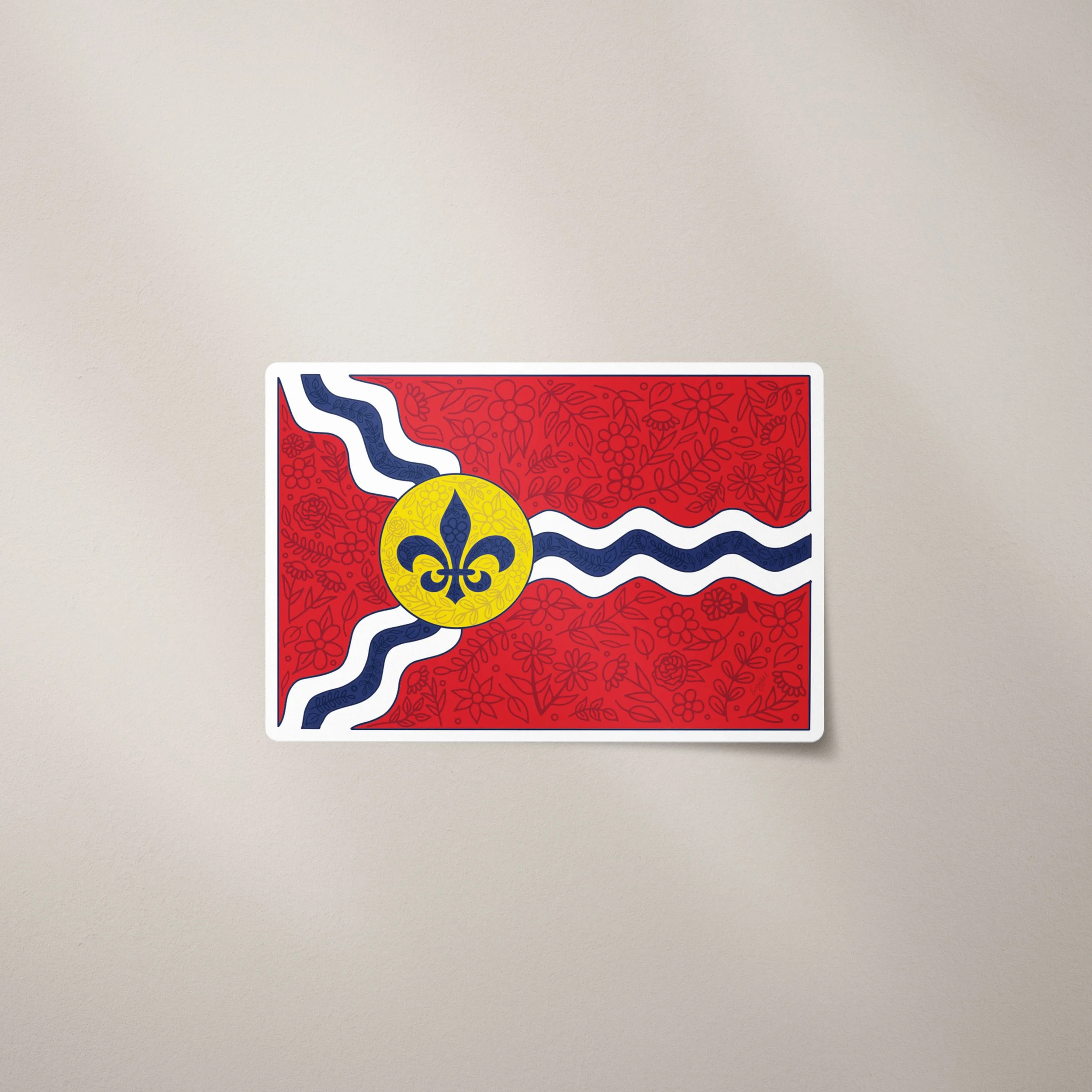 St. Louis Flag with Florals - Hand Lettered Sticker