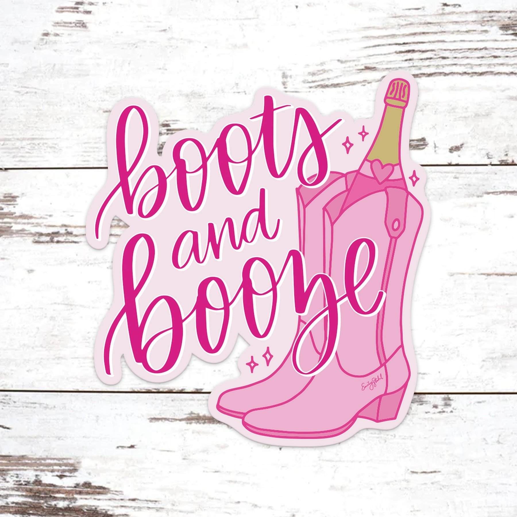 Instead of waiting for the whole collection to be done to launch these. You can now shop this sticker on my Etsy. 🪩💖🤠🦋⁣
&bull;⁣⁣
&bull;⁣⁣
&bull;⁣⁣
#emilystahldesignco #cowgirlcute #discocowgirl #whatwoulddollydo #bootsandbooze #cowgirlsticker #ba