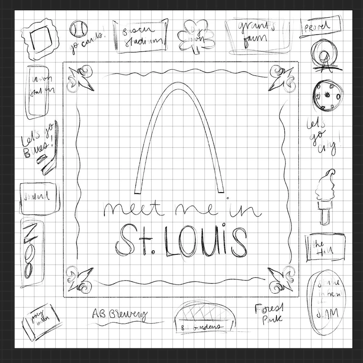 From a messy sketch to a final design.✏️

I worked with @thetilestylestl to create this St. Louis themed mahjong mat. This one started out where so many of my designs do: with an idea, a grid, a pencil, a LOT of sketches, and me trying to figure out 