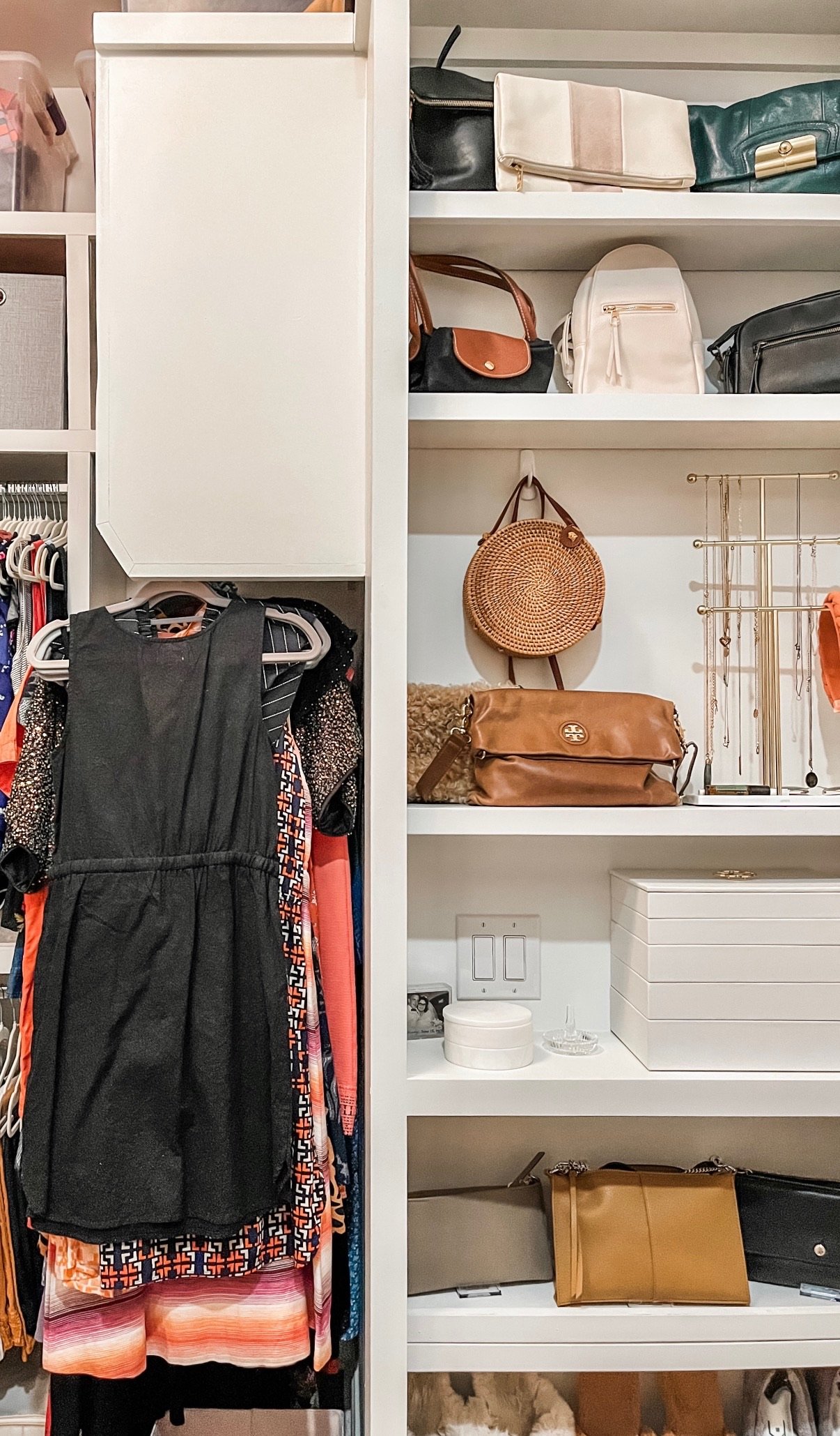  Medium Utility Hooks being utilized for purse storage 