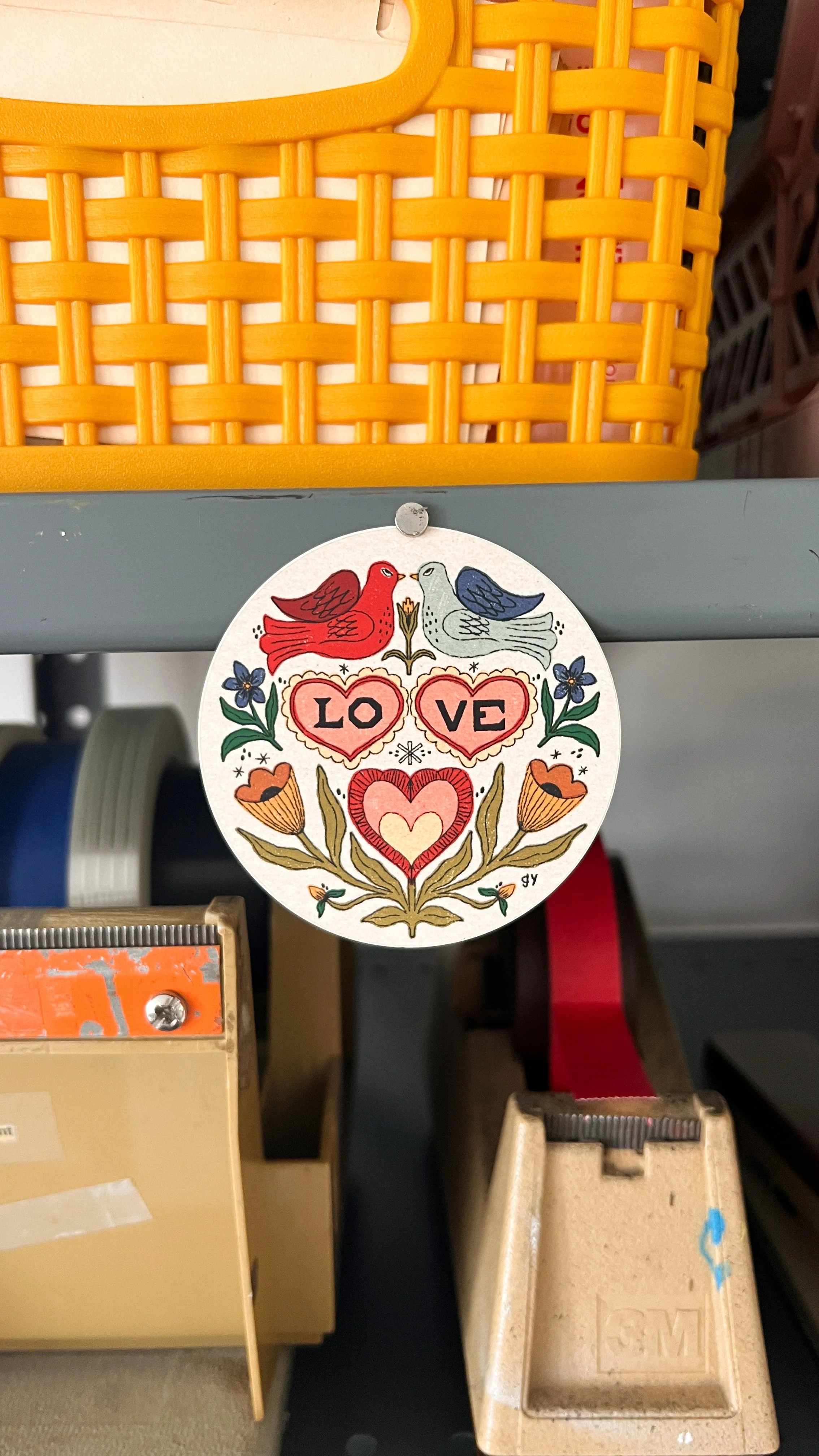 Love Birds Fraktur Sticker