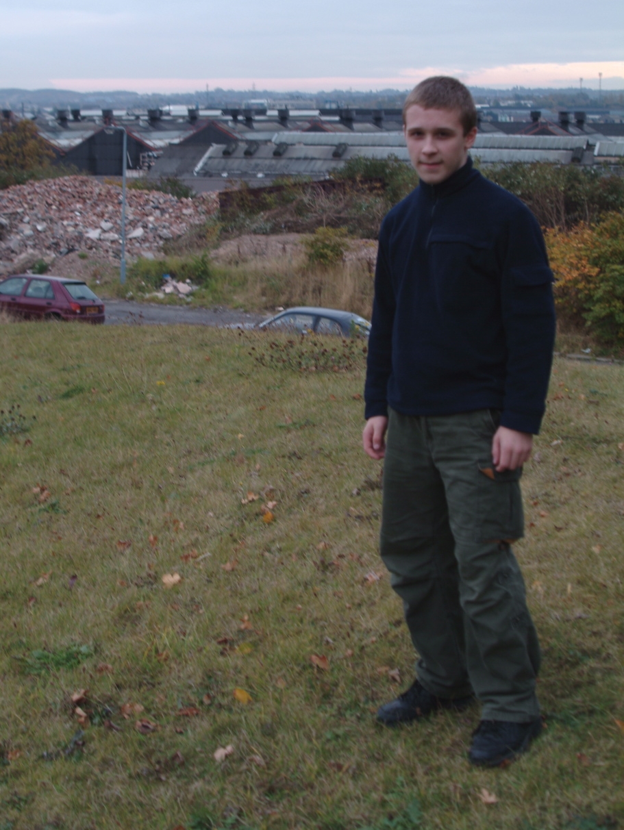 Tristan on the site of my birthplace. It used to be terraced houses. See all the industrial buildings in the rear? That was where it all started-- the industrial revolution, the Bessemer furnace, Stainless Steel (watch out for my article in Harry Brearley the inventor of SS-- our names are close no?)There will be articles about the women of Sheffield who took over the work on the furnaces while the men were at war. Click here to read more.
