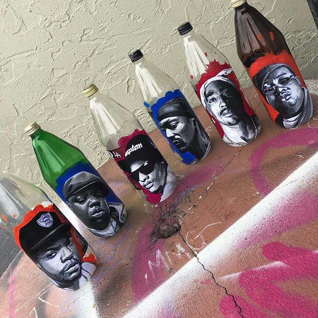 Finished this one of- project for my dude&mdash;✊#40andshorties #40ozart #thegreats #acrylics #classics @icecube @e40 @snoopdogg #easye #2pac #biggiesmalls