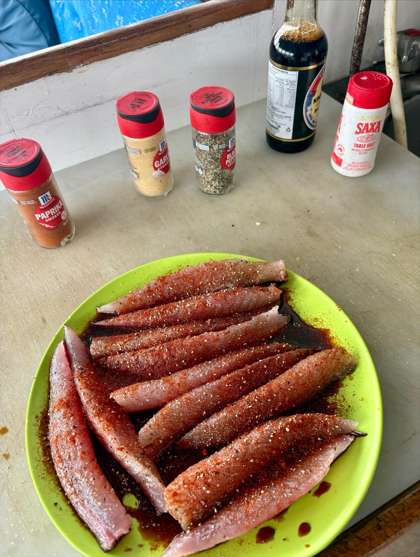 Slimy mackerel gets a bad rap and is often used as bait. But if you cook it right, it&rsquo;s unreal! Check out these fresh slices straight off a charter - marinated in paprika, garlic powder, soy sauce, salt &amp; pepper, and thrown on the BBQ. Abso