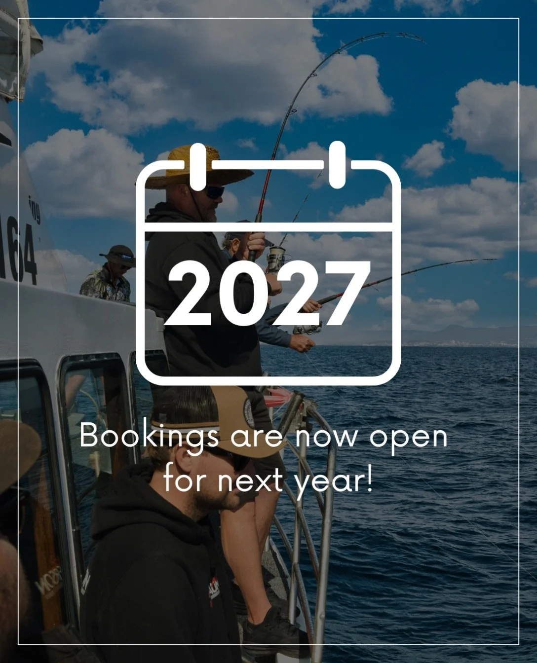 Our 2027 calendar is now open for bookings! 🎣🙌 Time to get those fishing plans out of the group chat!
