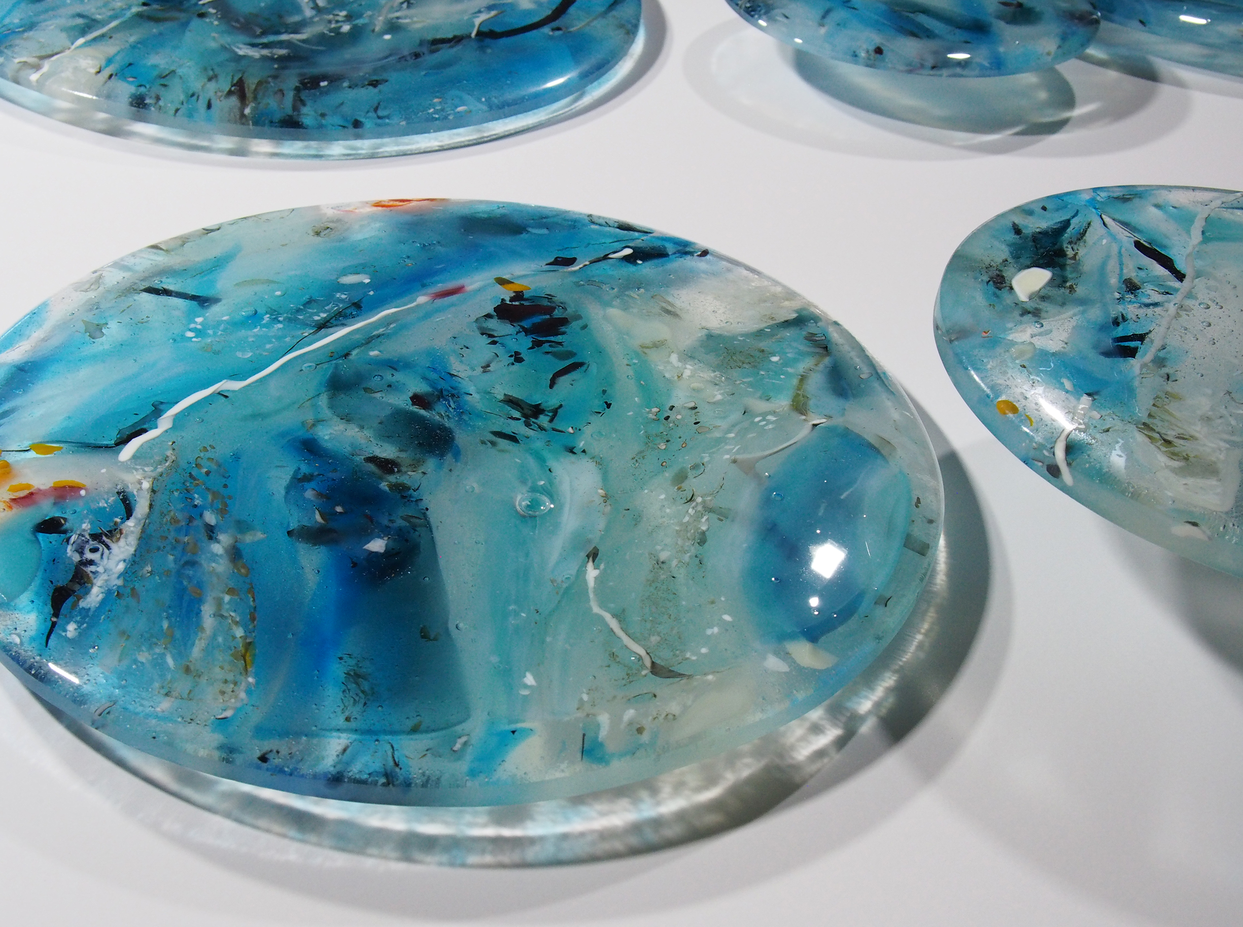 I have been exploring how to capture "water" with kiln glass... using the beautiful Bullseye Glass .