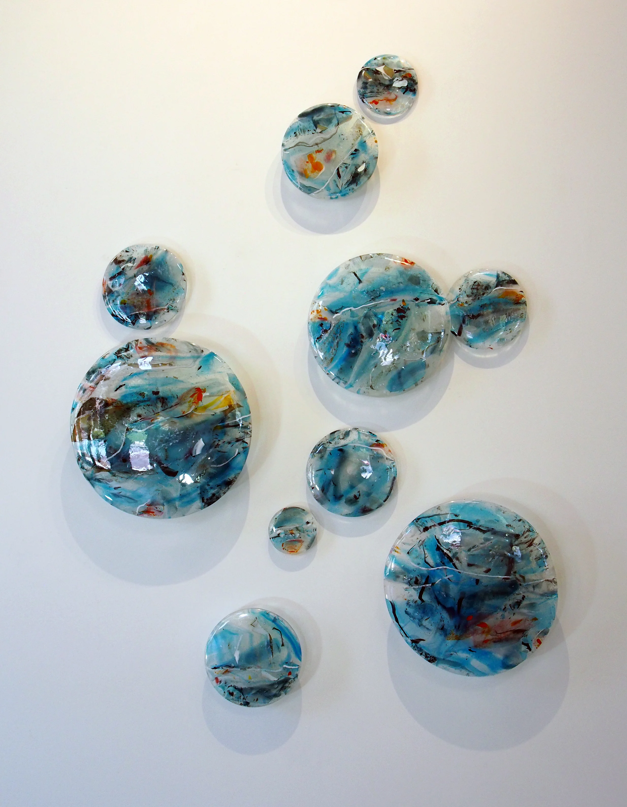 New configuration of Urban Eddy Movement for Anne Neilson Fine Art exhibit - on view through September 7th, 2018. (Original water glass for The Urban Eddy , my public art piece in South End.)