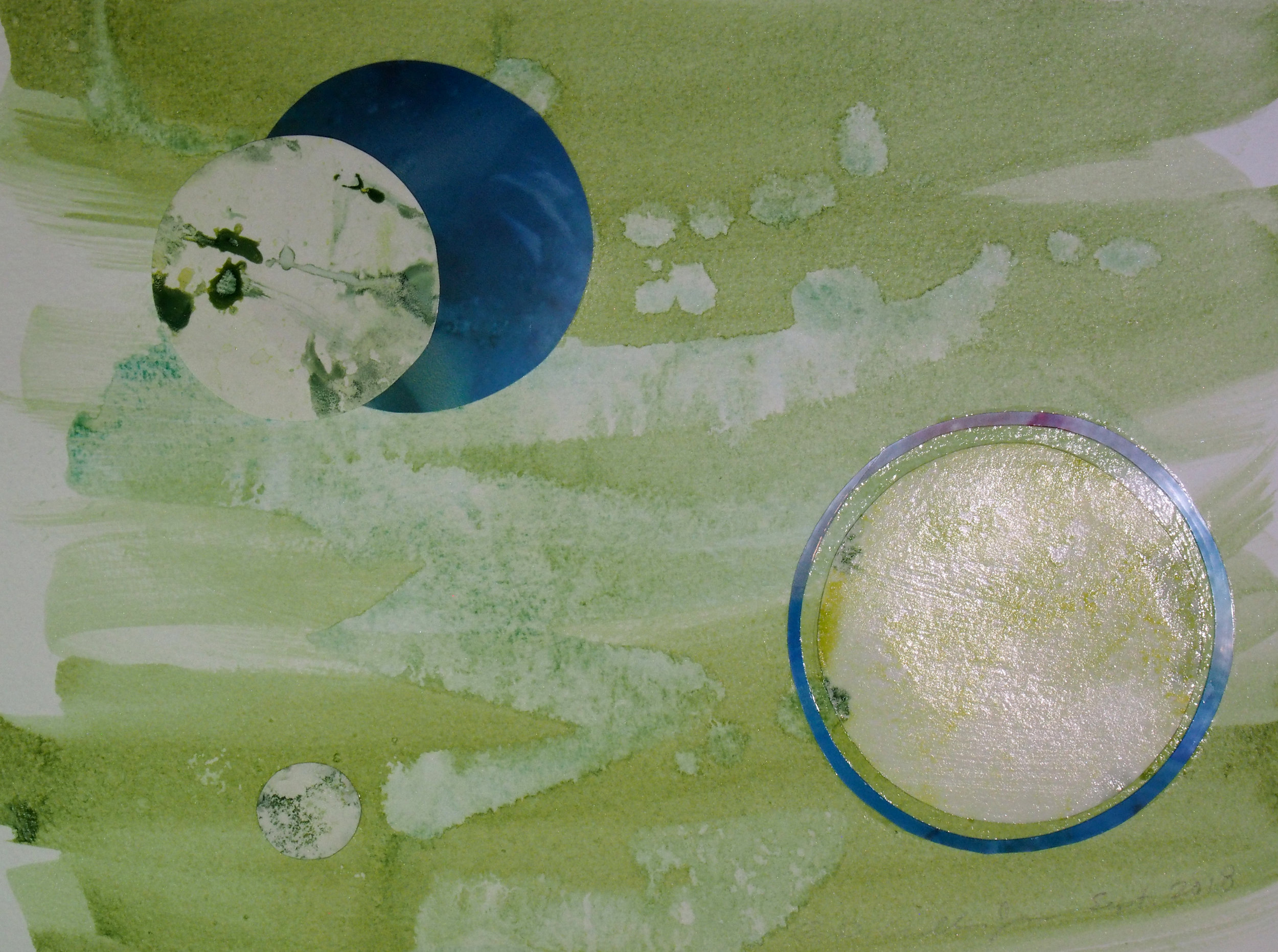 Detail on another finished painting/collage with acrylic & paper… and a little vinyl too.