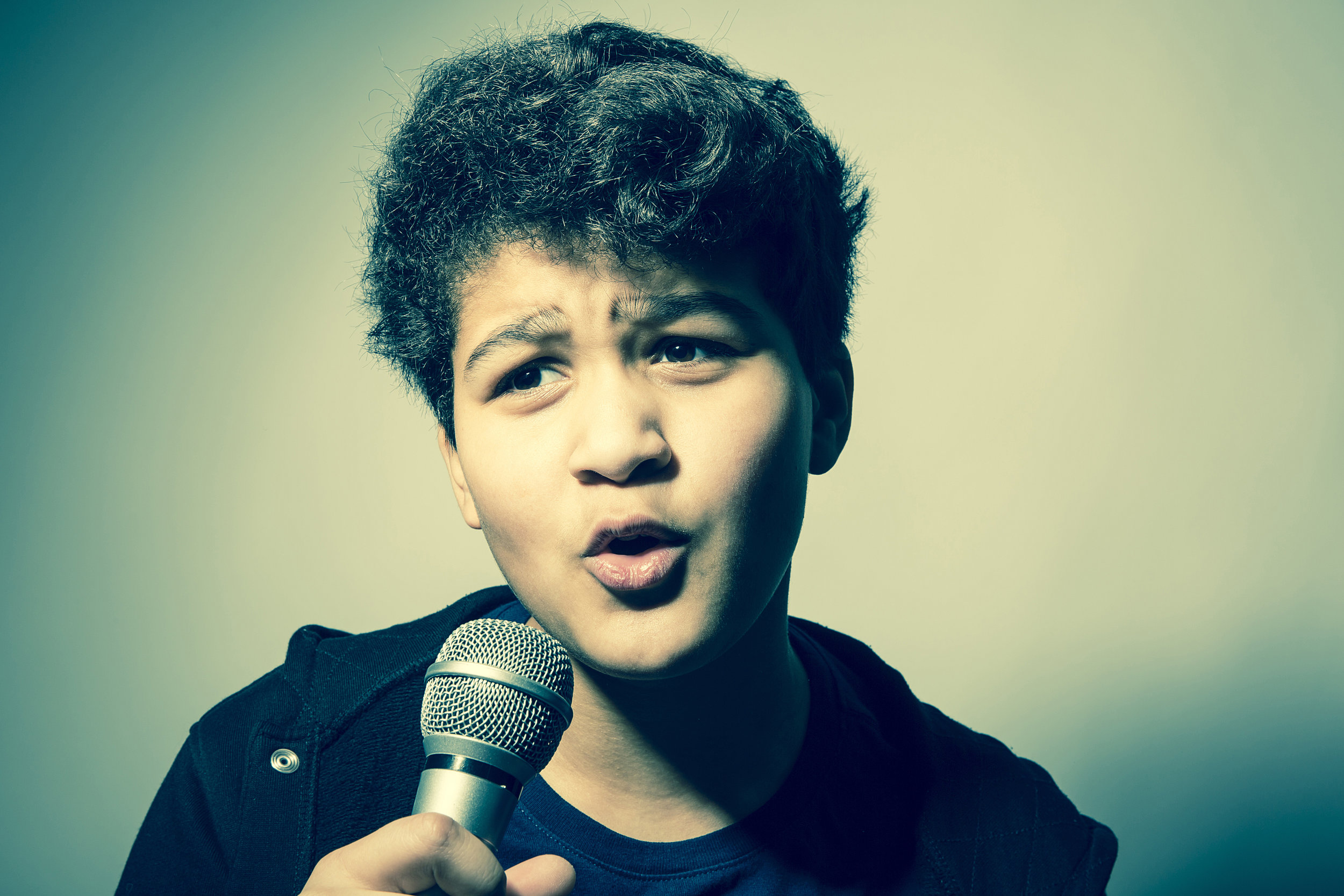 Boy singing.