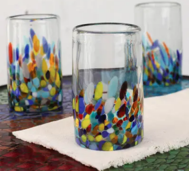 Handblown Mexican Confetti Tumblers