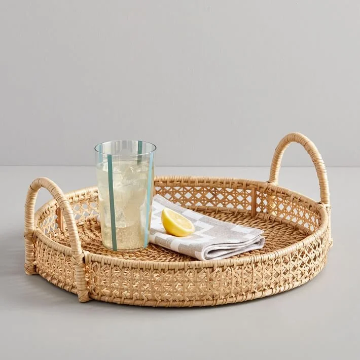 West Elm Rattan Serving Tray