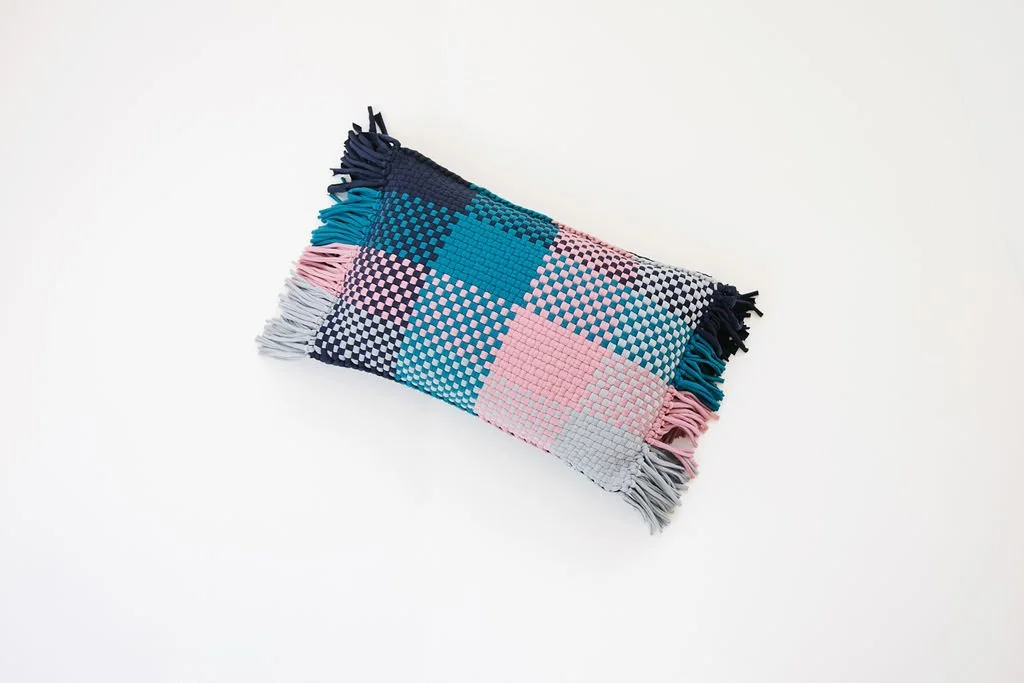 Plaid Weave Small Lumbar Pillow