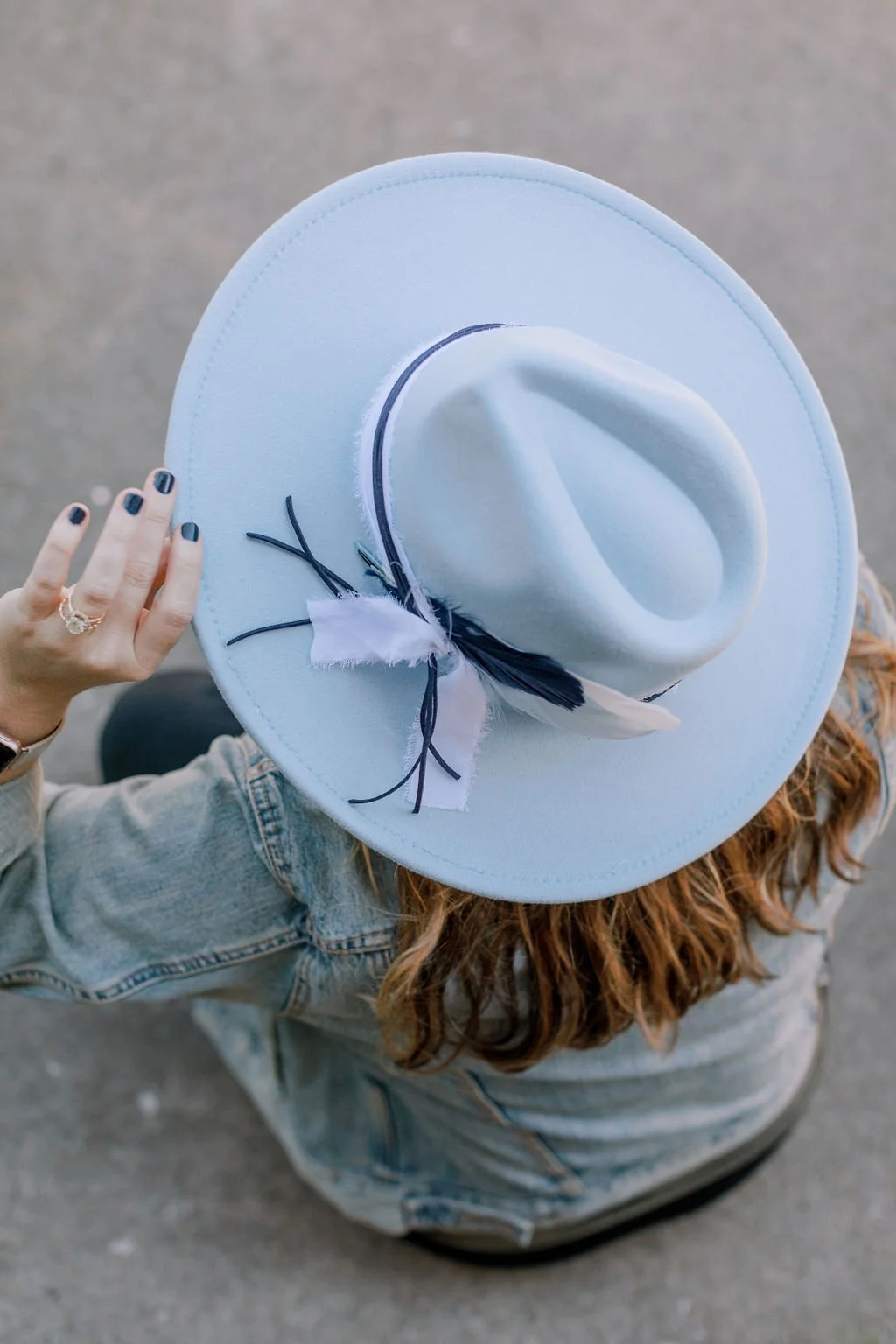 Light Blue, Navy, & White Game Day Brim