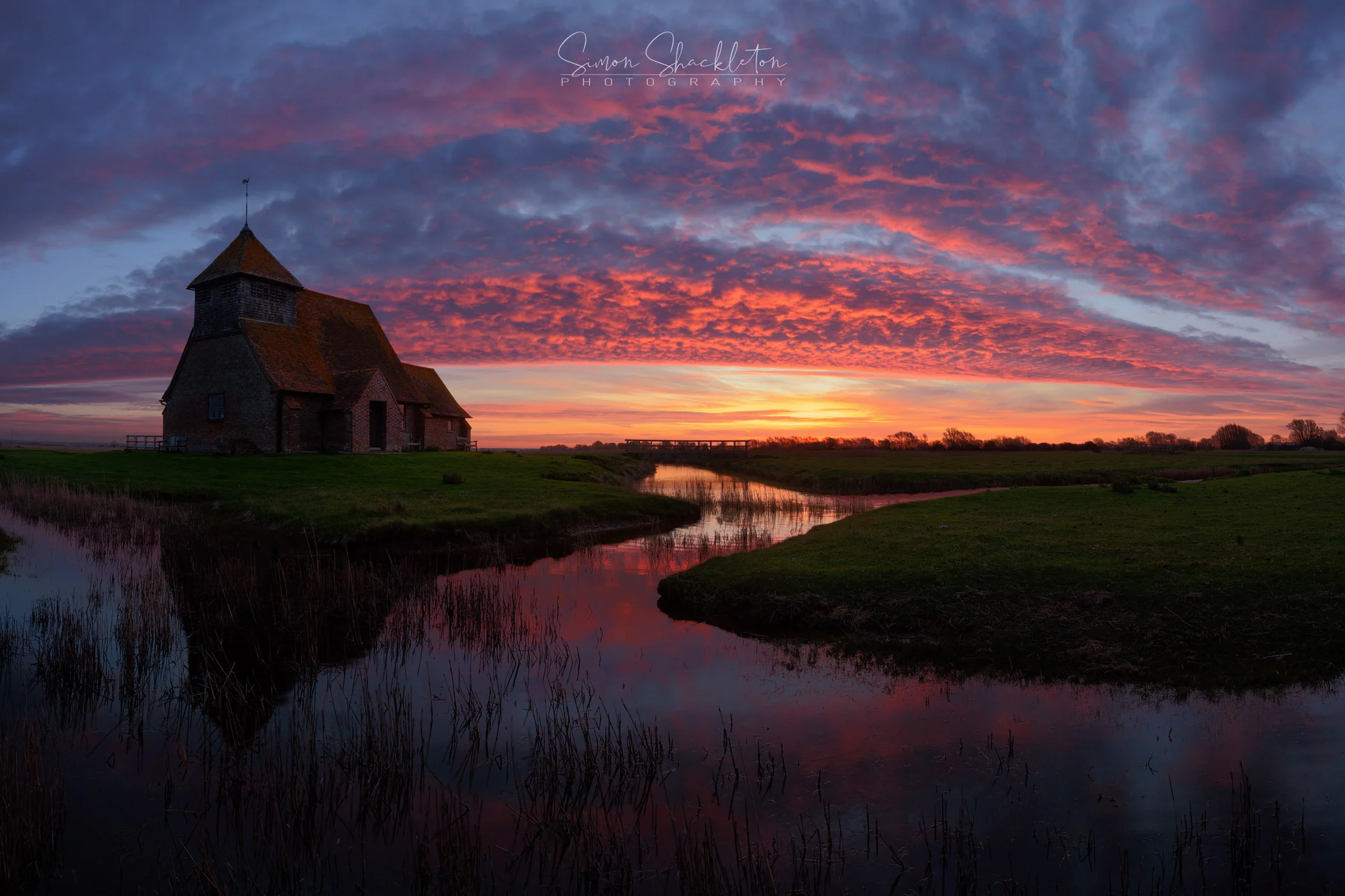 A majestic dawn, at Fairfield Church in Kent.