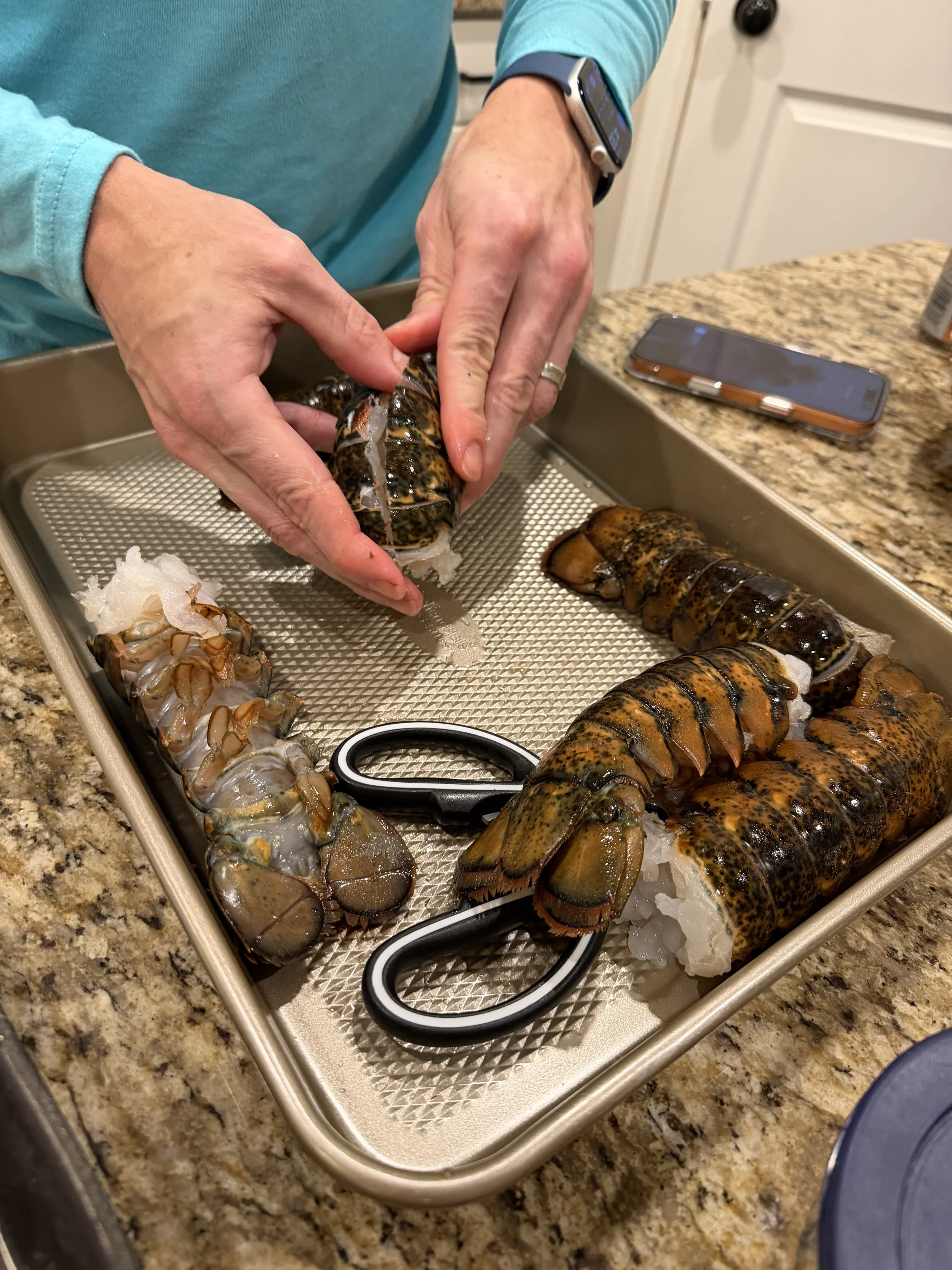 preparing lobster tails