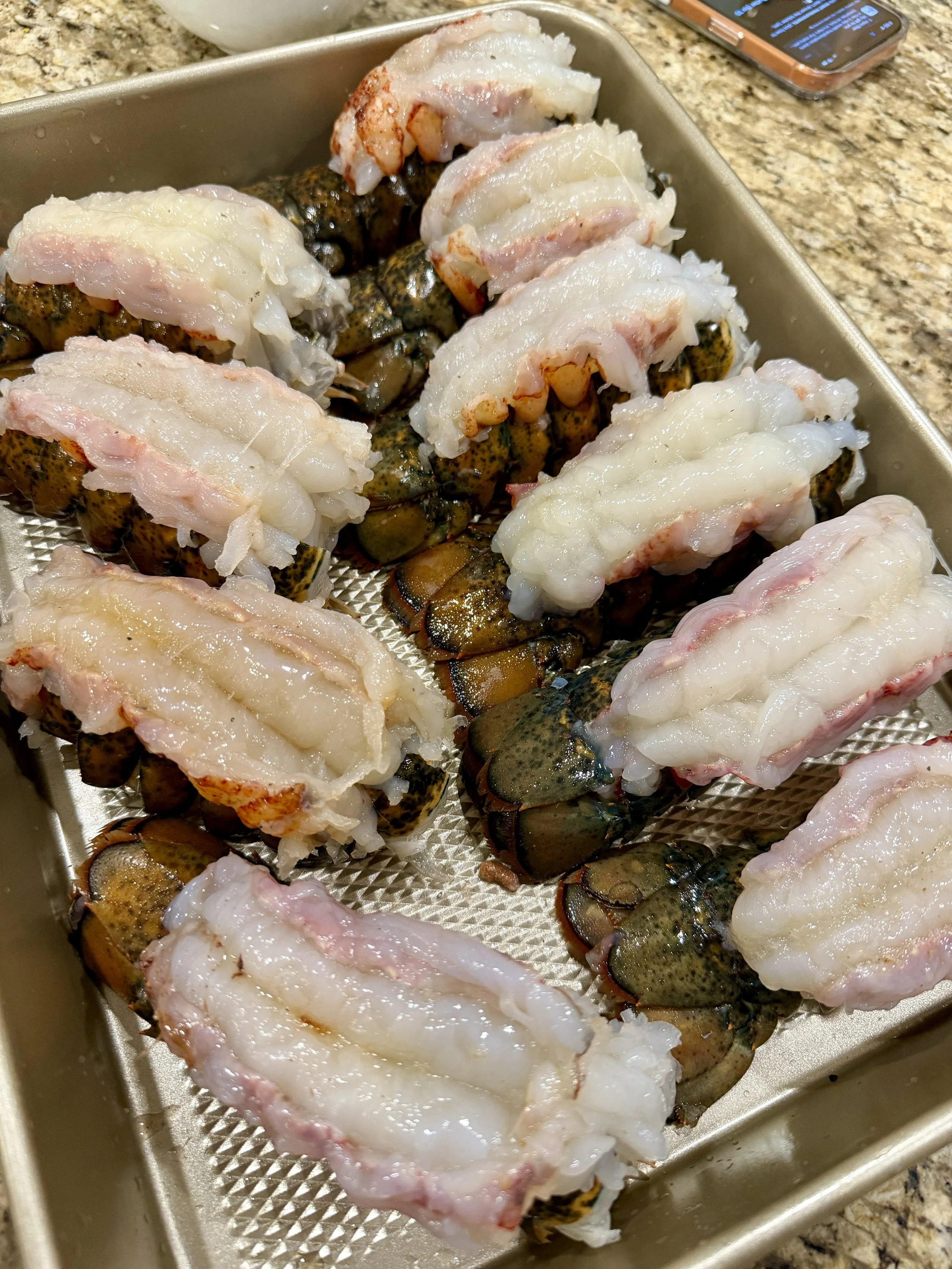 Lobster tails ready for the oven