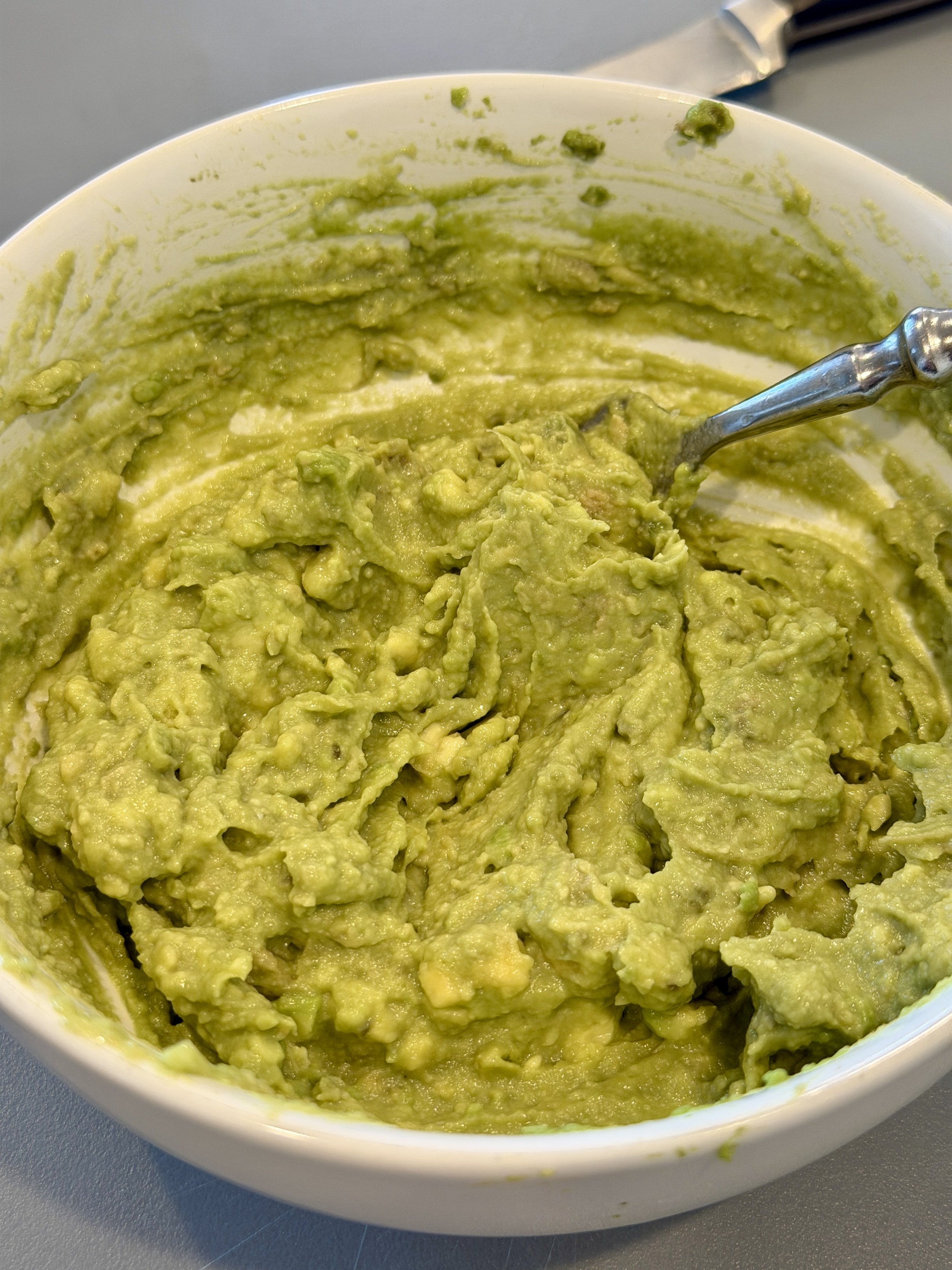 Bowl of homemade guacamole