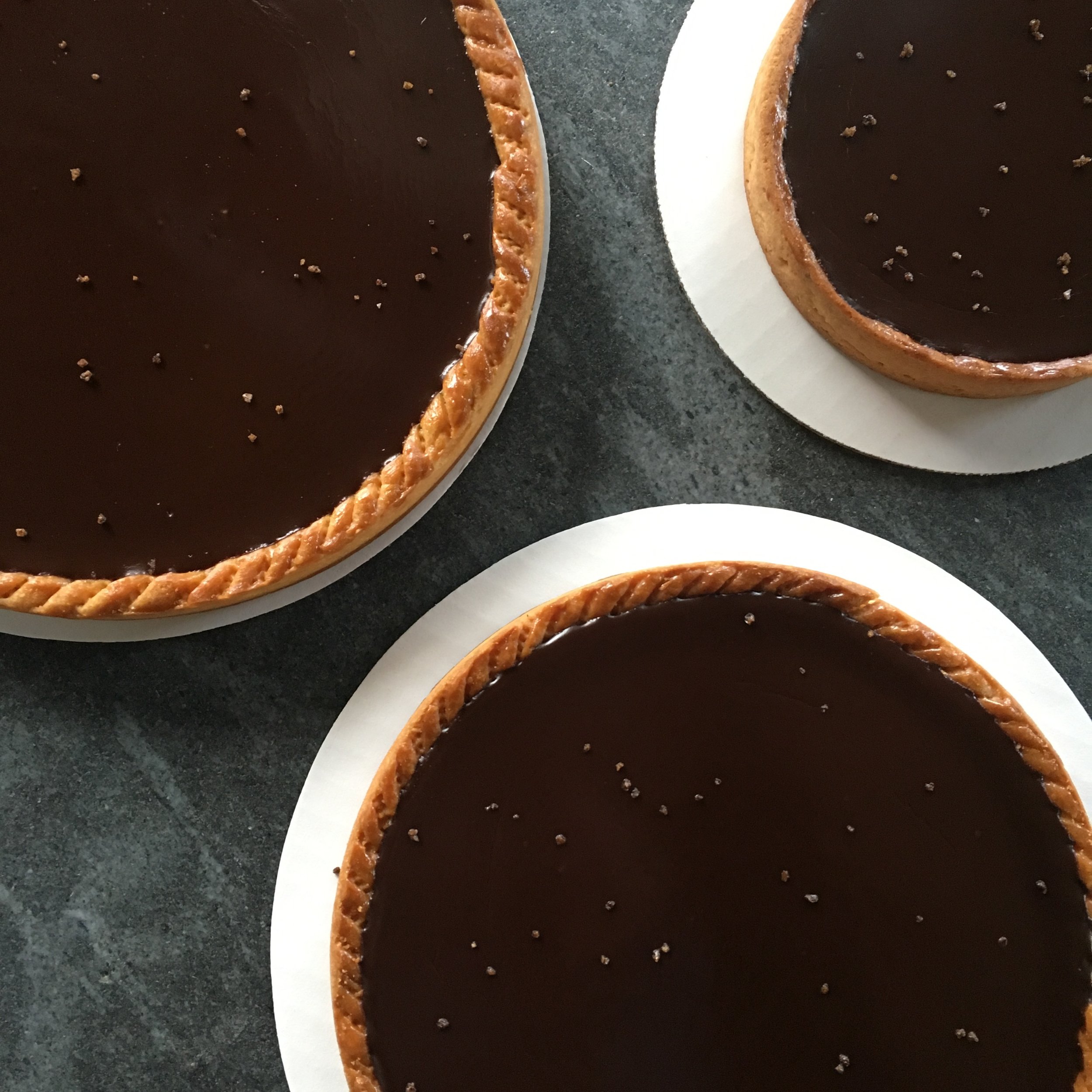 Dark Chocolate Tarts with Sea Salt