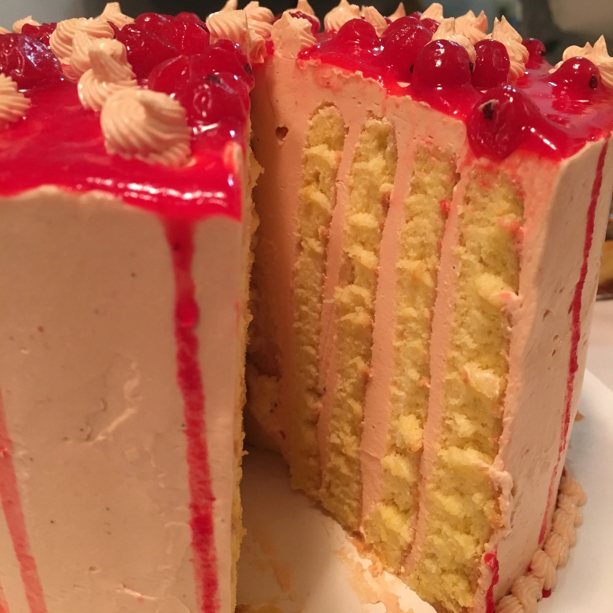 Red Currant Buttercream Stripe Cake