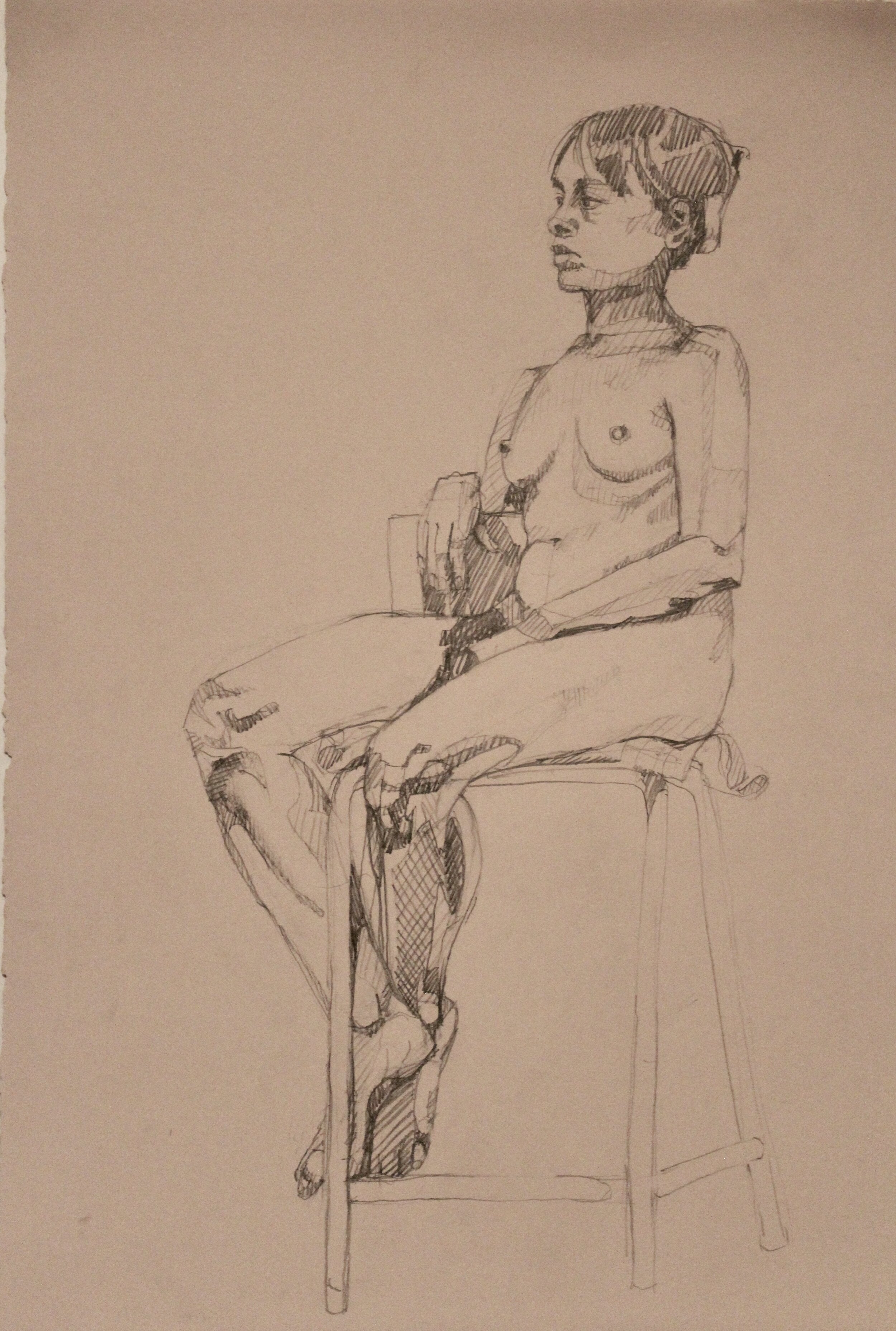 Nyda on a stool