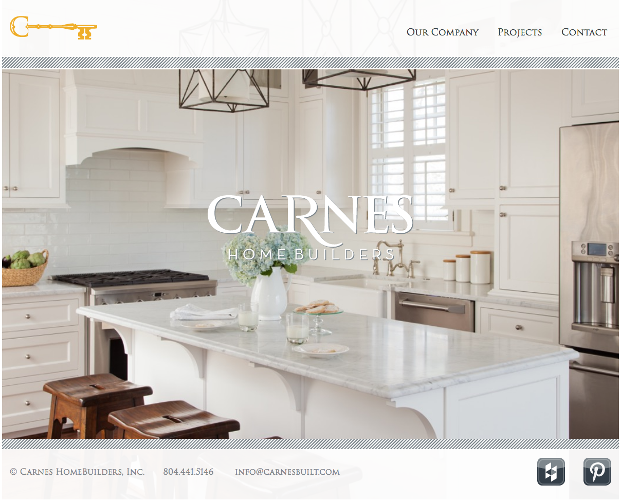   Homepage  , featuring highlighted images from Carnes' gallery. 