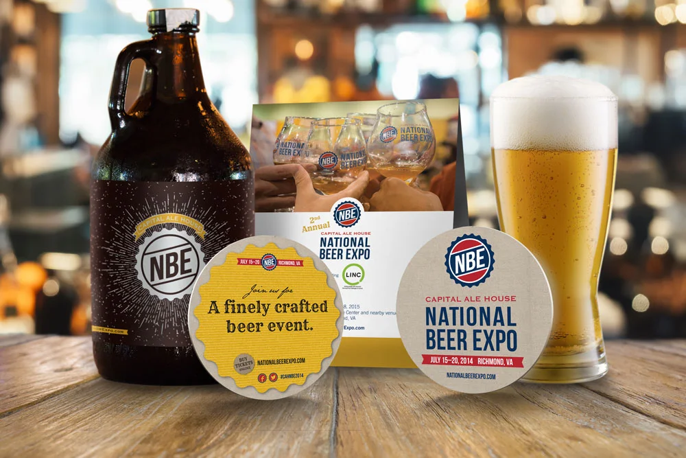  Coaster, growler, event support material designs. 