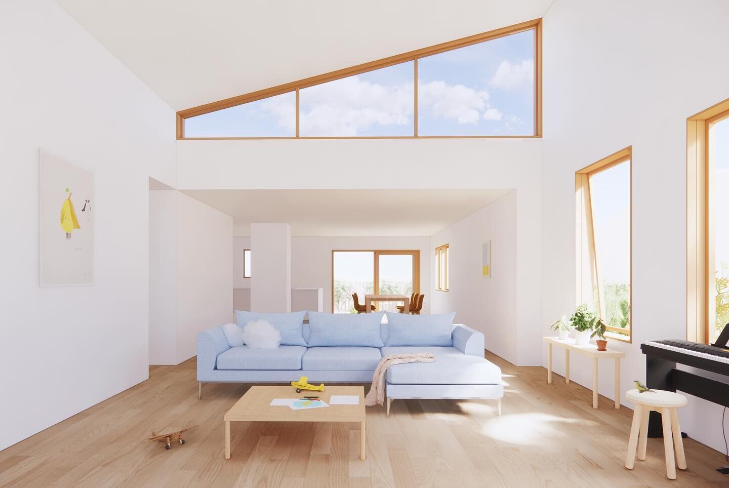 Catching the sky with the new clerestory window. 
.
.
.
#houseaddition #interiordesign #clerestory #housewithaview #sanjosearchitecture #bayareaarchitecture #architectureanddesign #sunshine