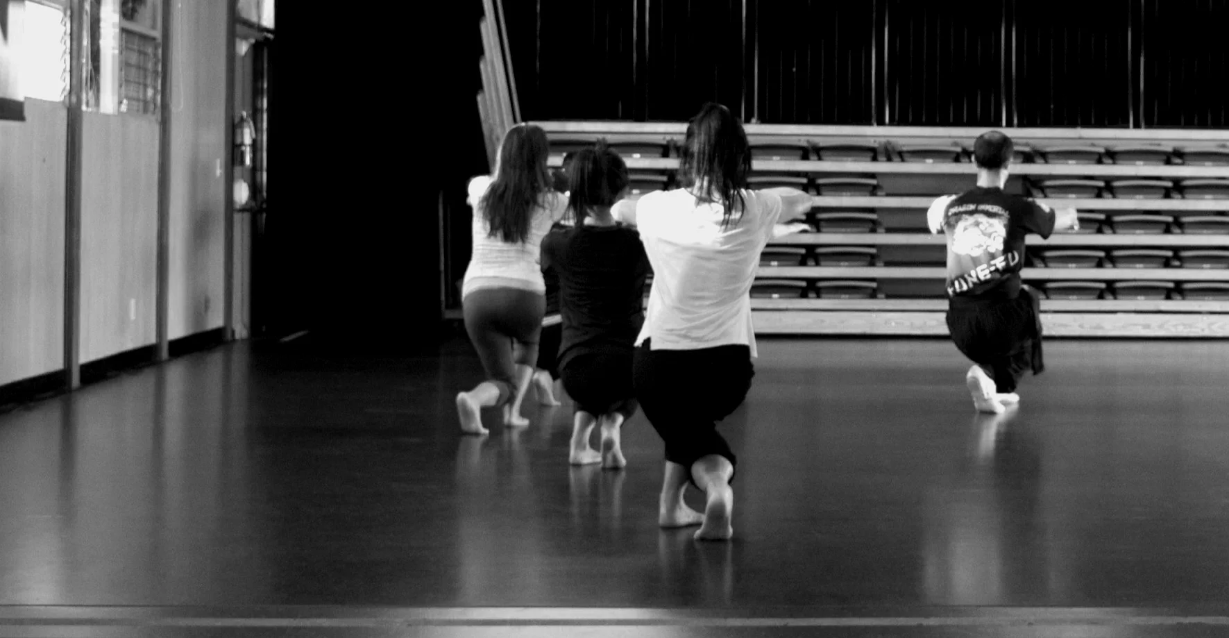 Practice Kung Fu in group.