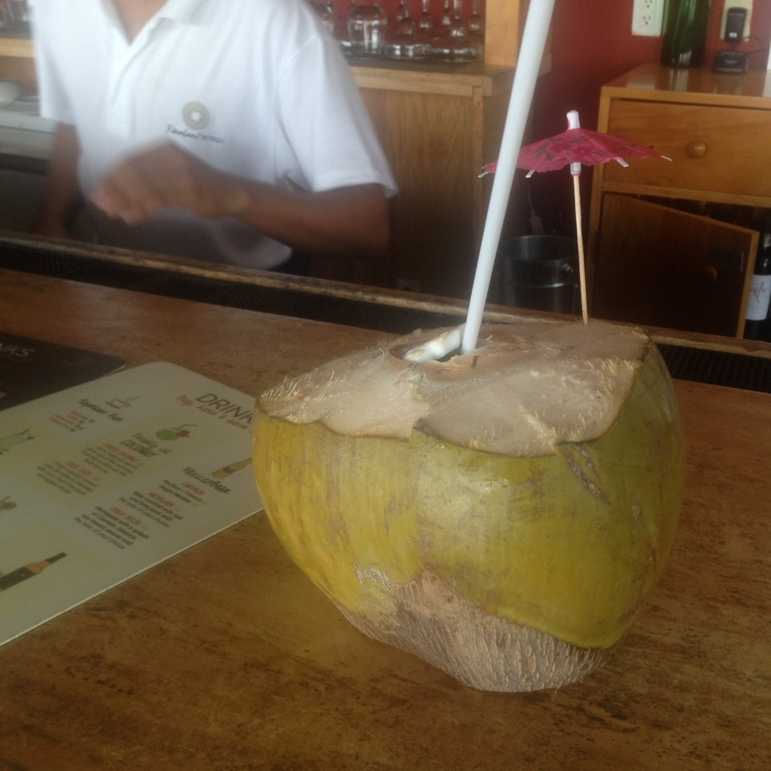  You can drink fresh coconut juice from a coconut, and then they will cut up the coconut meat for you to enjoy. Delicious! 