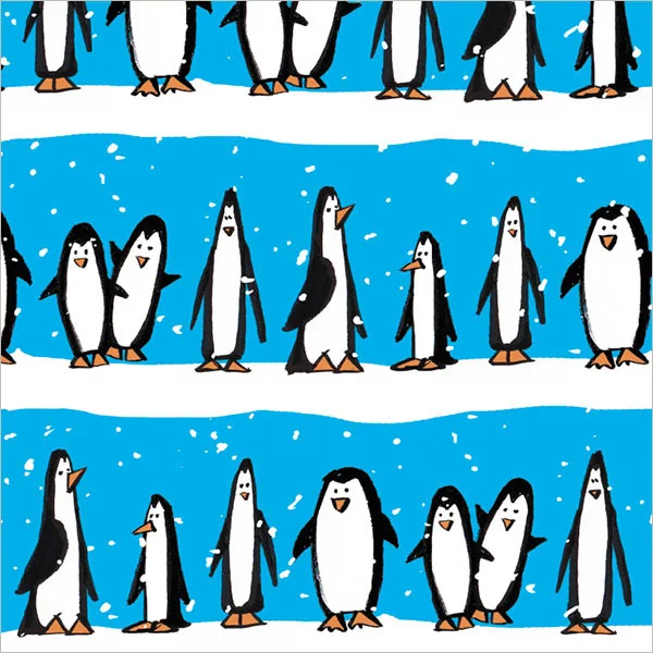 Finished Penguin gift wrap design sold at Walmart. ©American Greetings.