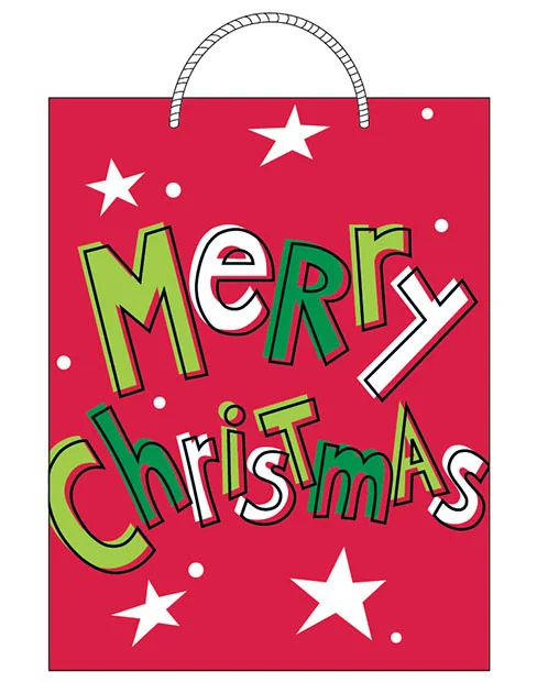 &nbsp;&nbsp;&nbsp; Finished Merry Christmas gift bag design sold at Walmart. ©American Greetings.