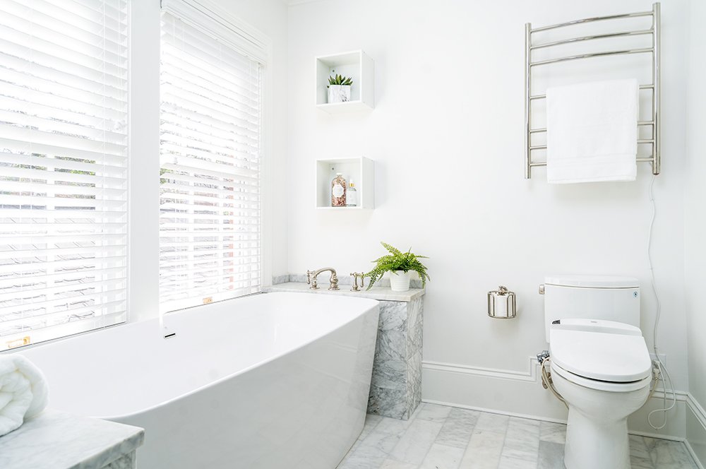 Don Evans Photography in Greensboro NC Real Estate Photography shot of a white bathroom tub