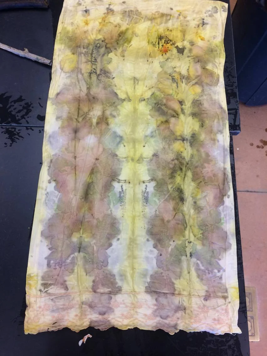 Dark mirrored Oak impressions on a cotton pillowcase
