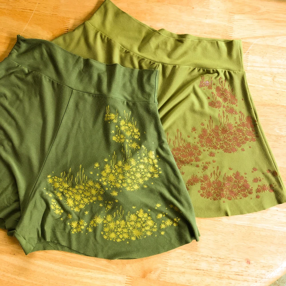 Avocado Moss Bamboo Shorts — SOLSTICE HANDMADE