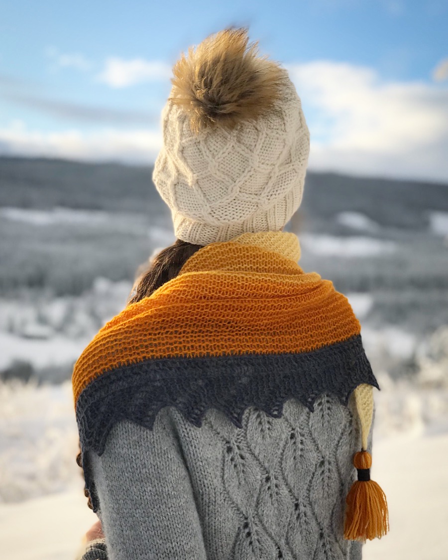 Diamantflettelue, Vintervarmtsjal og Løvfallkardigan. 