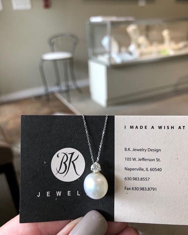 June birthstone pearl and diamond pendant #BK jewelry#downtown naperville#june birthstone #pearl#shop small#shop local