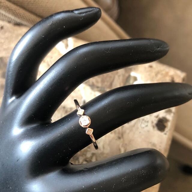 14k rose gold and diamond ring , perfect for graduation , wear alone or stack #BK jewelry , downtown naperville #graduation#14 rose gold #diamond#oldest jewelry store in downtown Naperville #