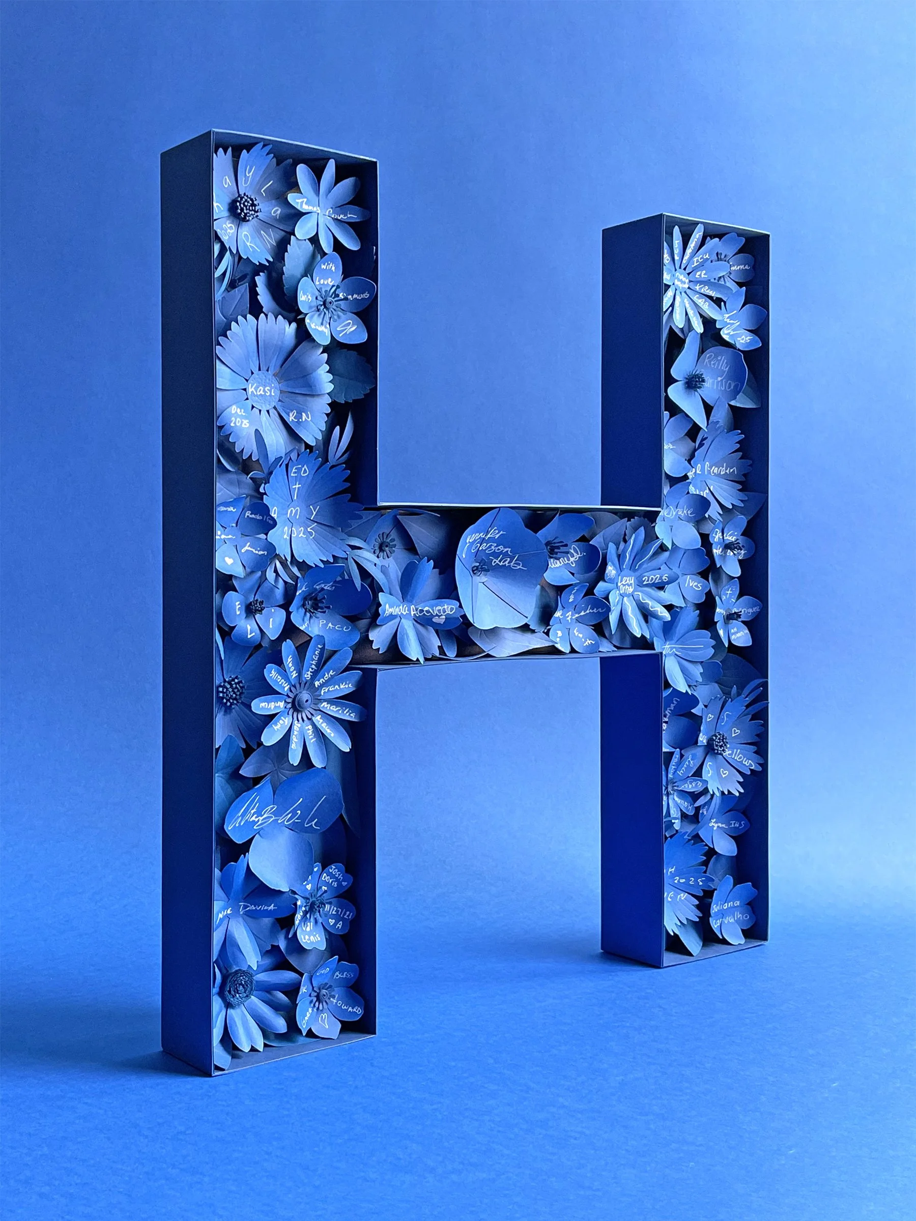 3D flower paper signage, letter H