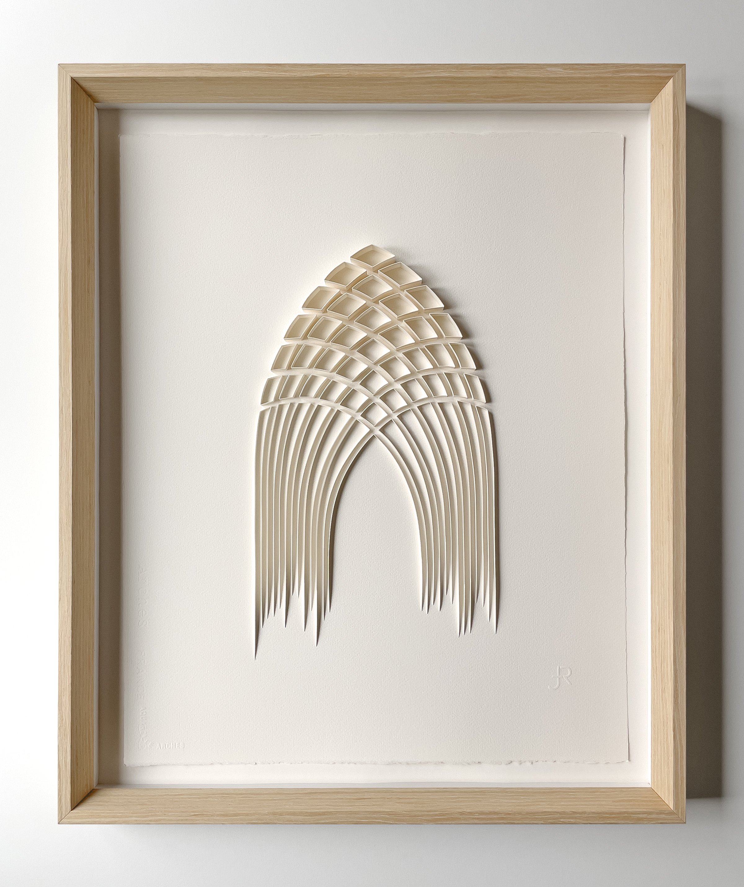 Geometric original on-edge paper art - ESTABLISHED ORDER arch, framed