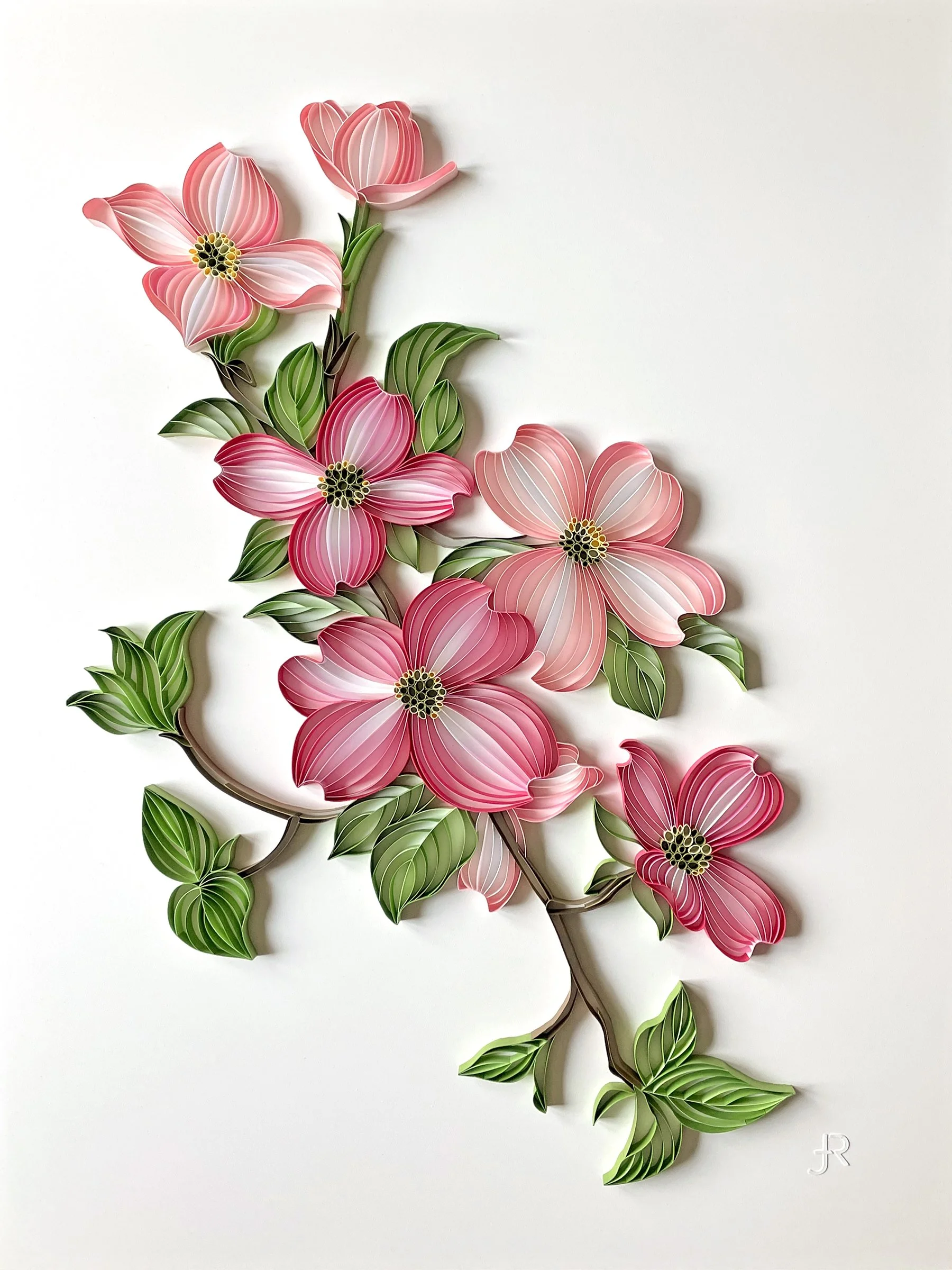 Flora original on-edge paper art - DOGWOOD