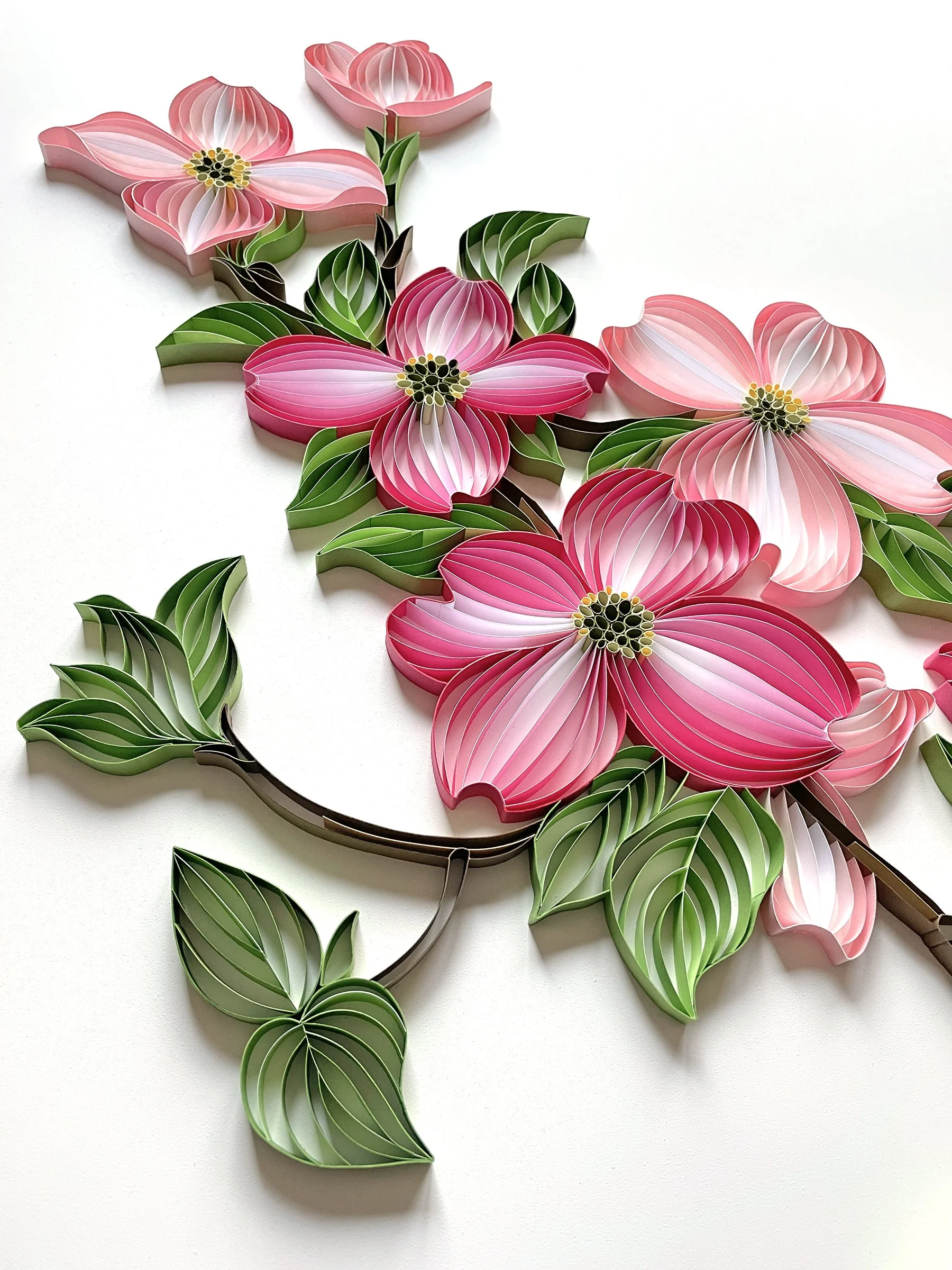 Flora original on-edge paper art - DOGWOOD detail