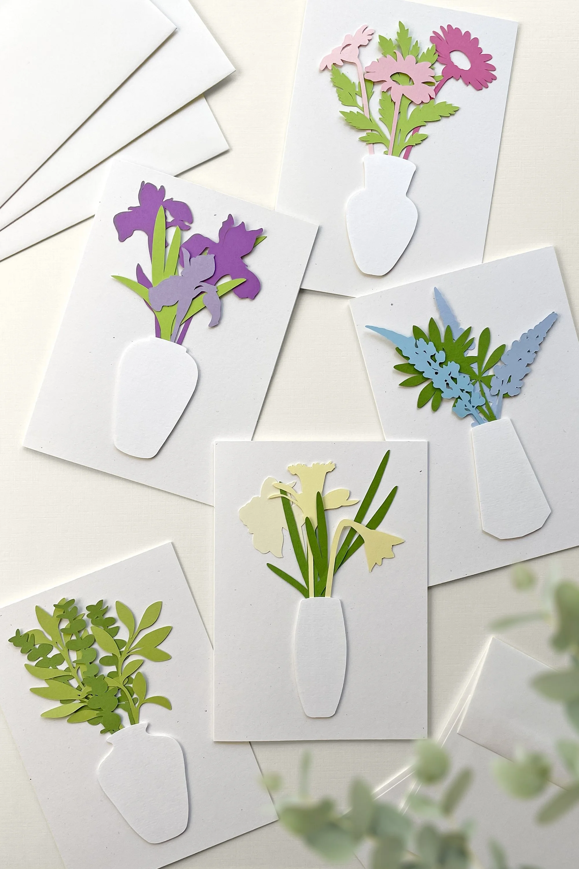 PICK-YOUR-POSY collection blank everyday greeting cards, pastel colors