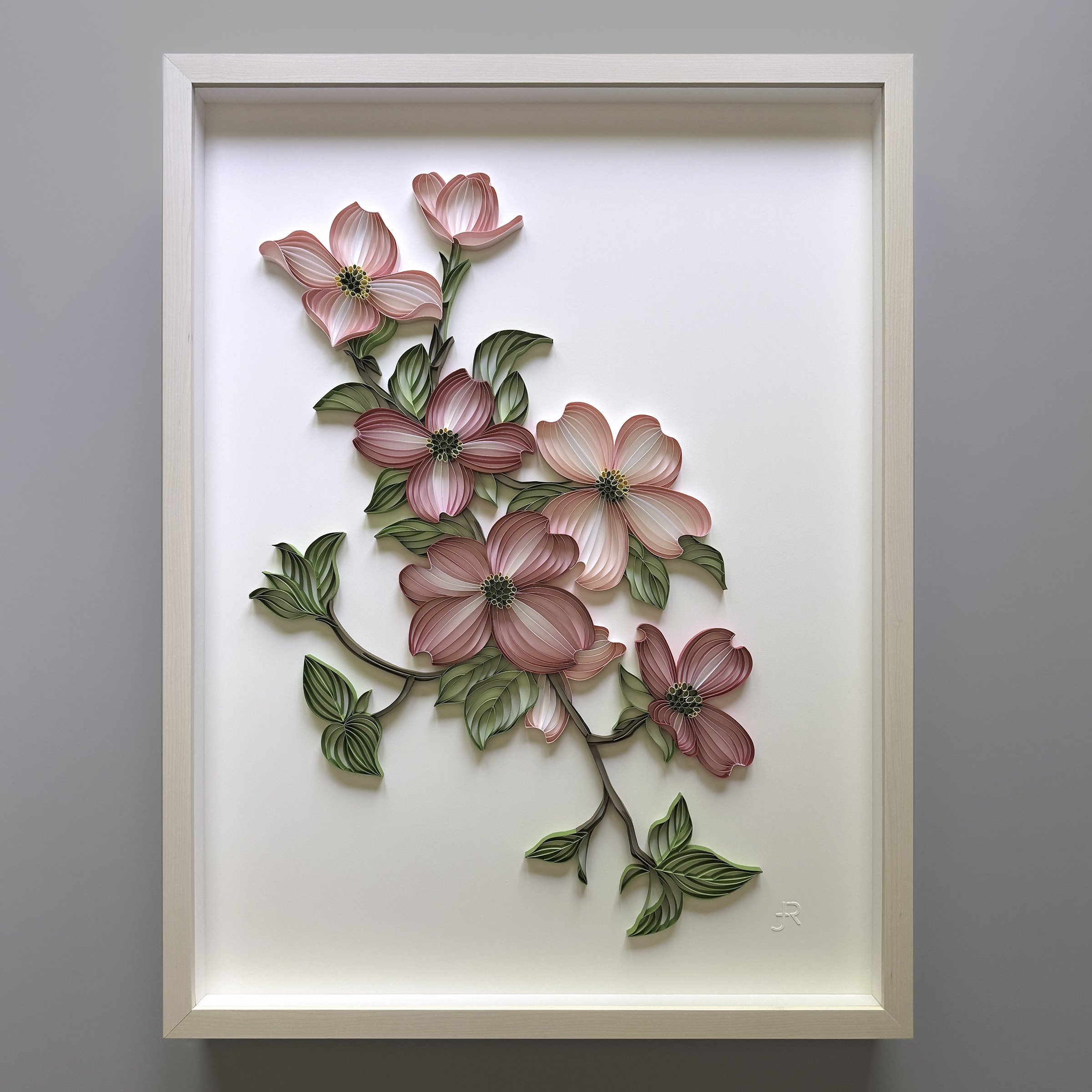 Flora original on-edge paper art - DOGWOOD framed