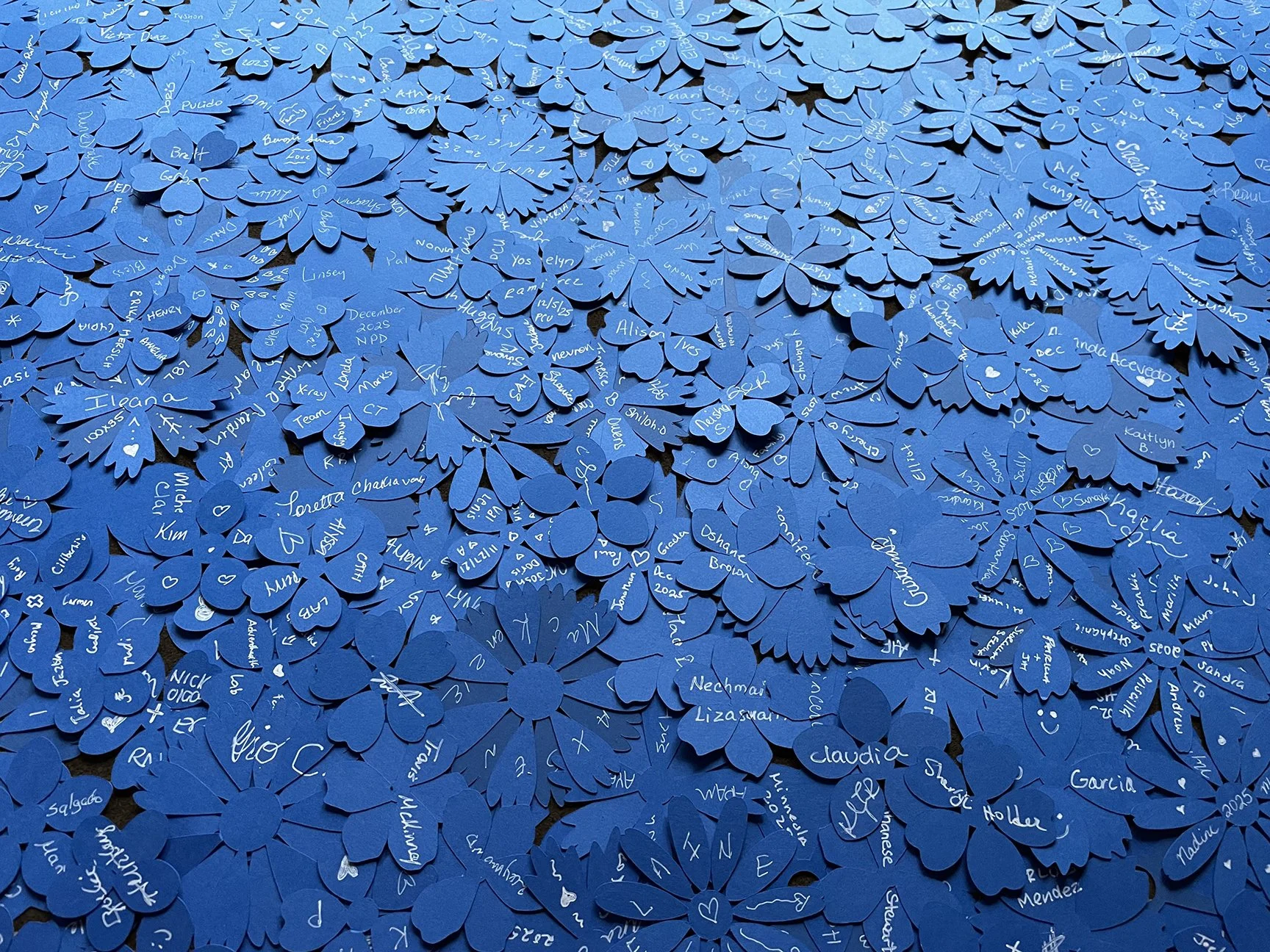 Paper flowers signed by staff