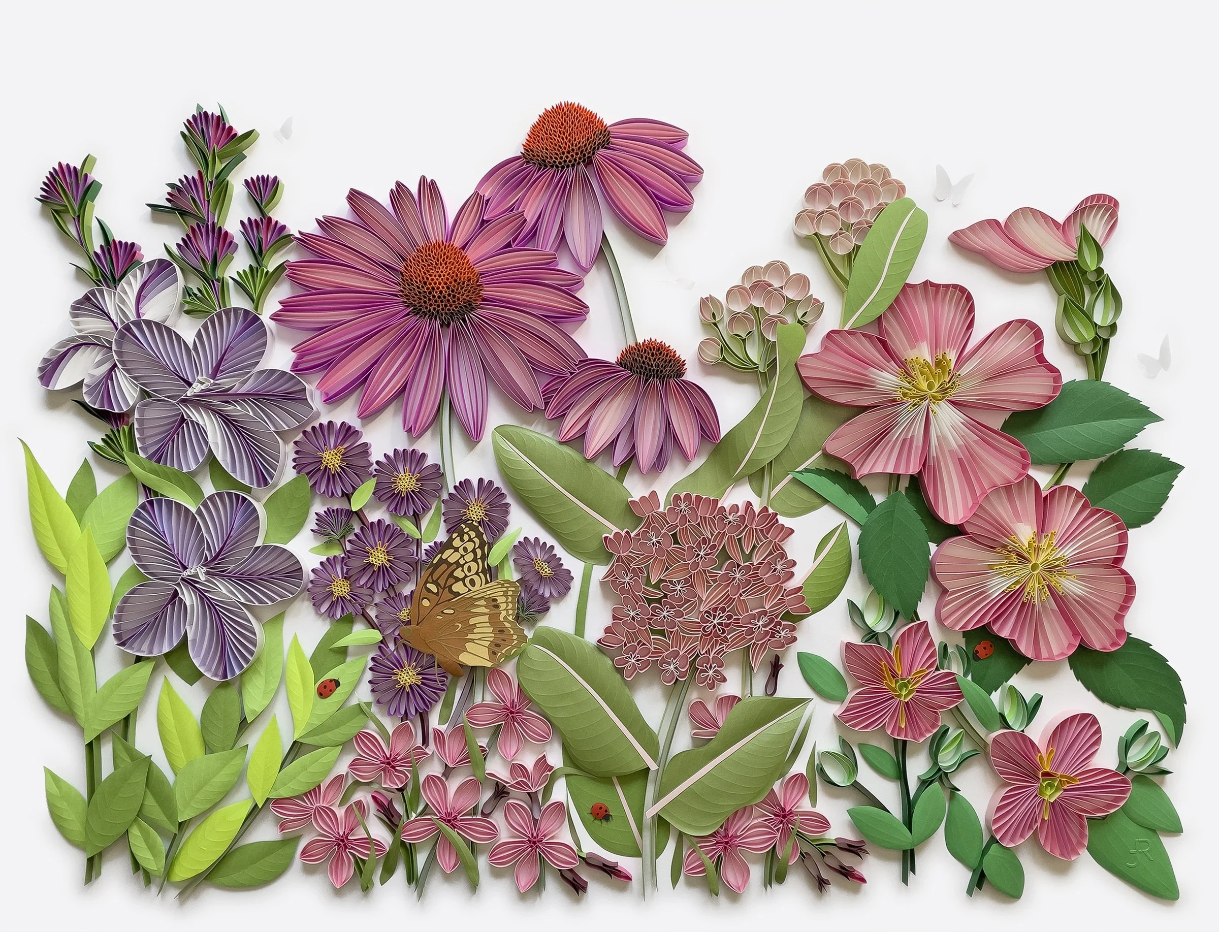   WILDFLOWERS: PINK-PURPLE  
 
On-edge and cut paper on mat board
 
34” x 26” |  864 x 660 mm